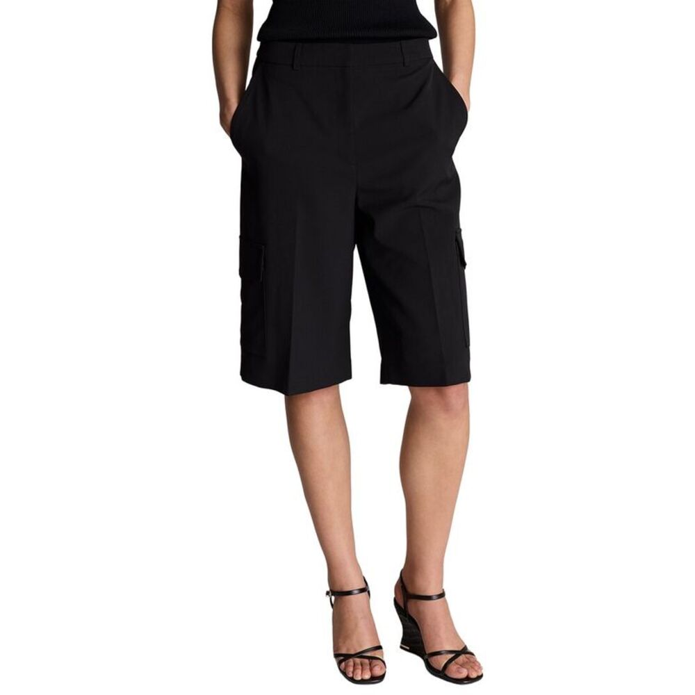 Kenneth Cole Womens Fly Front High Rise Cargo Pocket Long Short